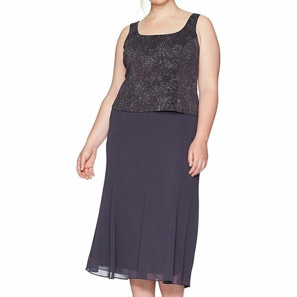 Alex Evenings Sparkling Jacquard Chiffon Dress 18W - Picture 1 of 1